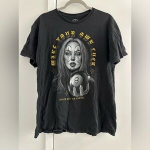 DOM "MAKE YOUR OWN LUCK Never Rely on Chance" 100% Cotton Black Shirt L